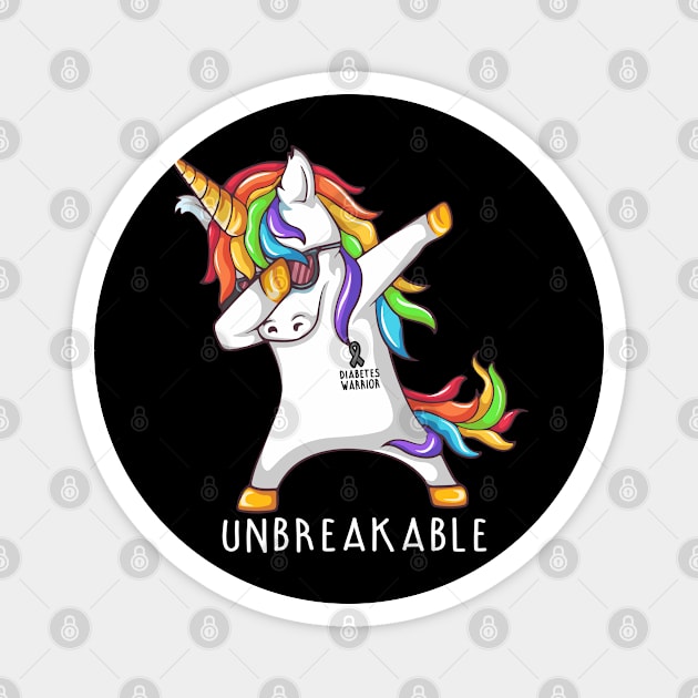 DIABETES Warrior Unbreakable Unicorn Dabbing Magnet by ThePassion99